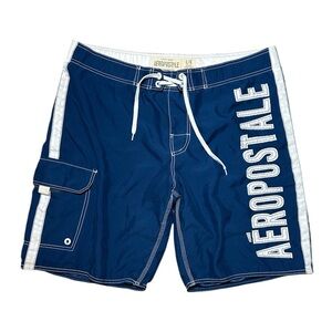 Aeropostale Men’s Y2K Vintage Swim Trunks Board Shorts Navy Large